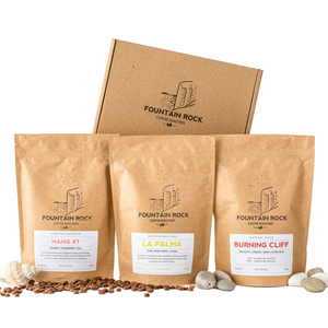 Coffee Explorer Box Set - A selection of our best selling Speciality coffees, in their 250g Compostable Coffee Bags with associated information cards all housed in an attractive brown postal box.